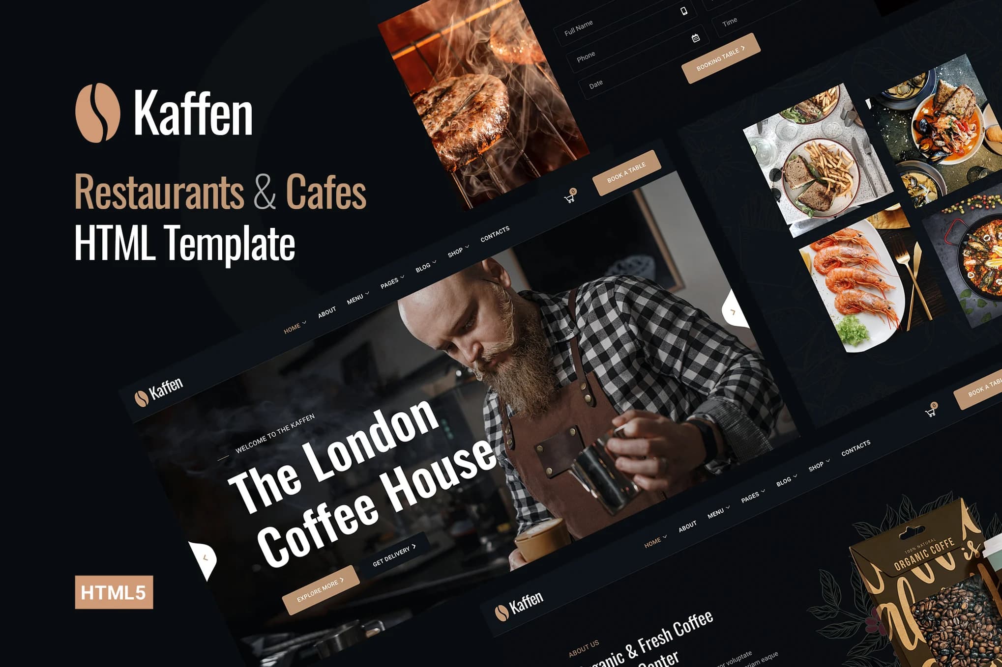 Kaffen – Modern Coffee Shop & Cafe Website Template