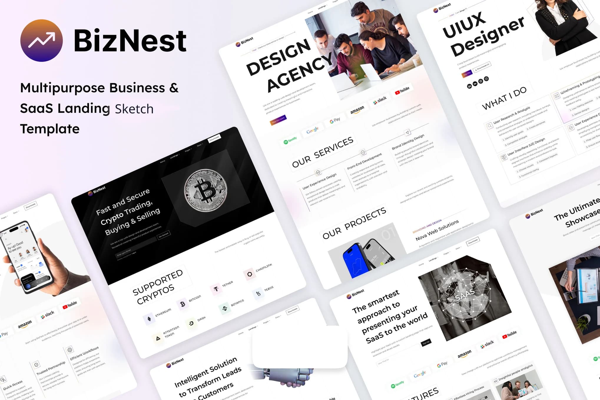 Biznest – Sketch SaaS Website Template