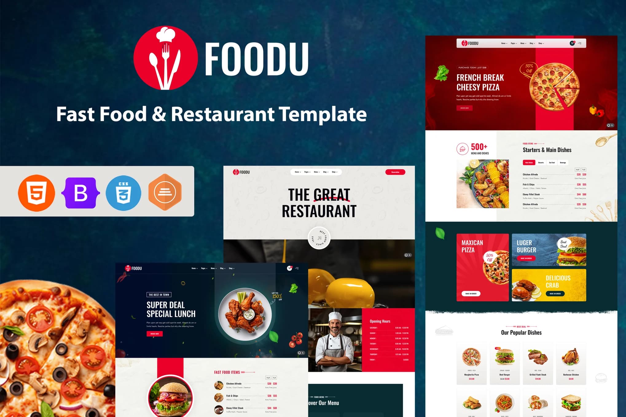 Foodu – Responsive Food Delivery HTML Template | Bootstrap 5 Restaurant & Online Food Ordering Website Template