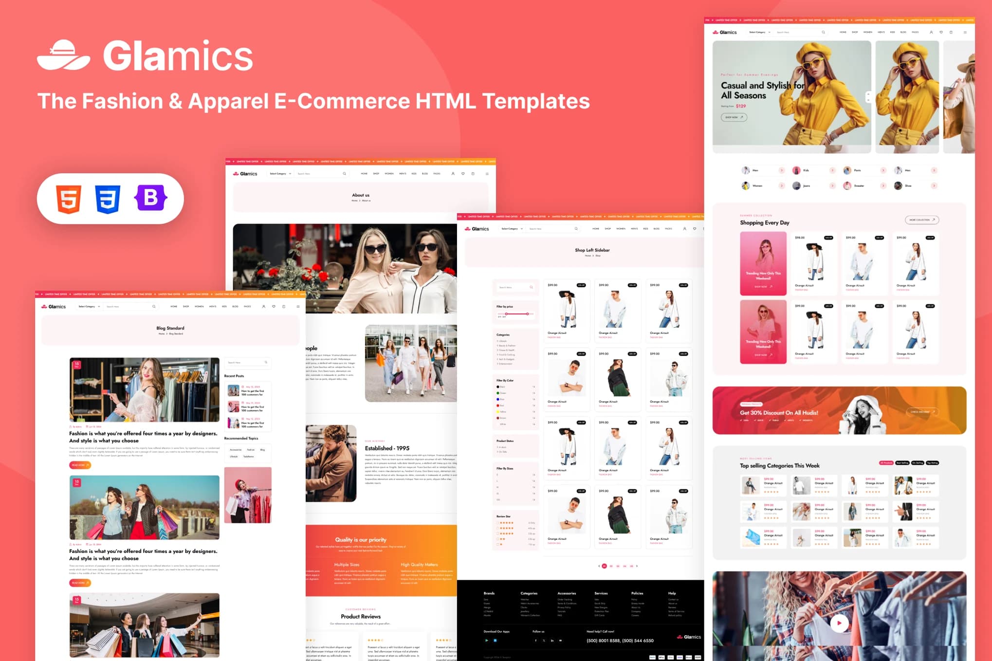 Glamics – Responsive Fashion eCommerce HTML Template | Bootstrap 5 Clothing Store, Women's Fashion & Accessories Website Template