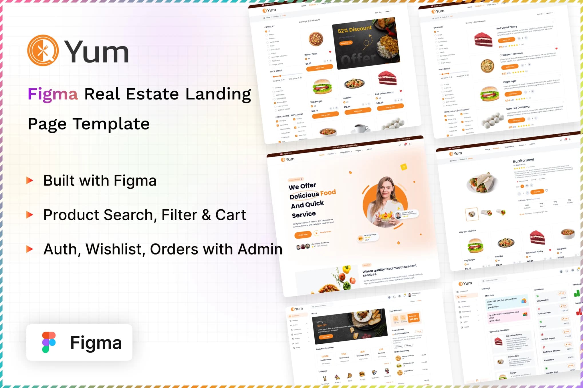 Yum – Figma Food Delivery App UI Kit & Restaurant Design