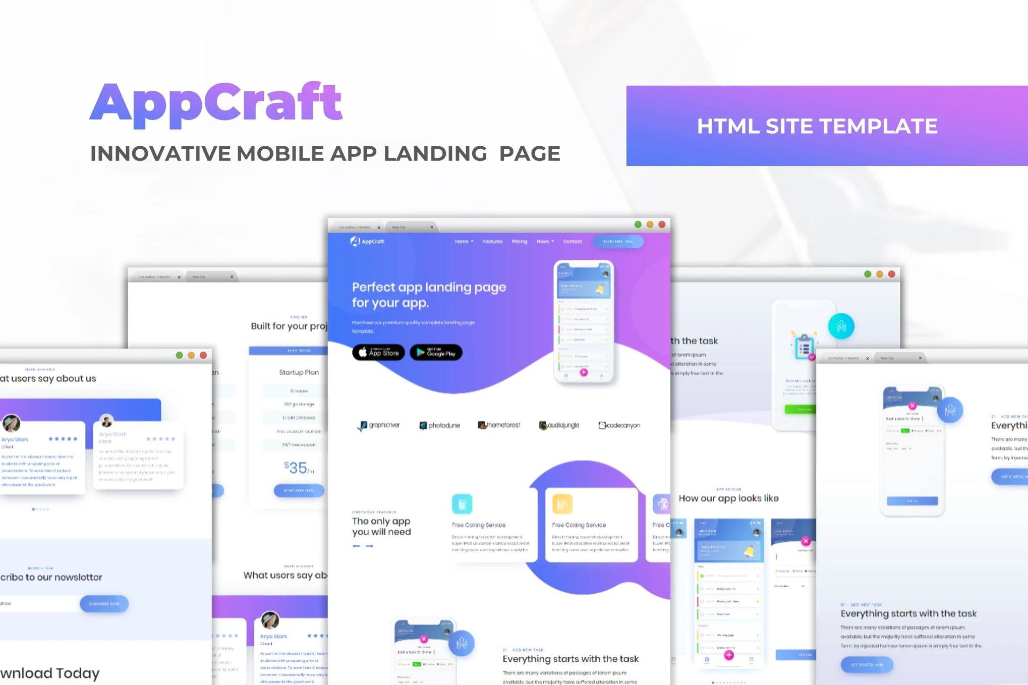 AppCraft – Mobile App Landing Page Template