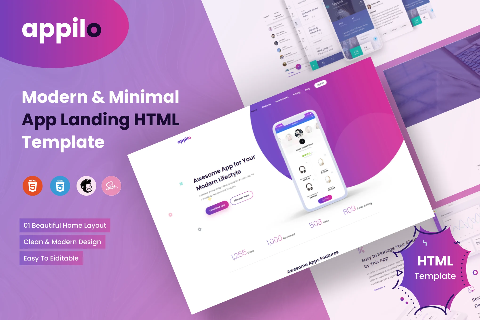 Appilo – Modern App Landing Page Template