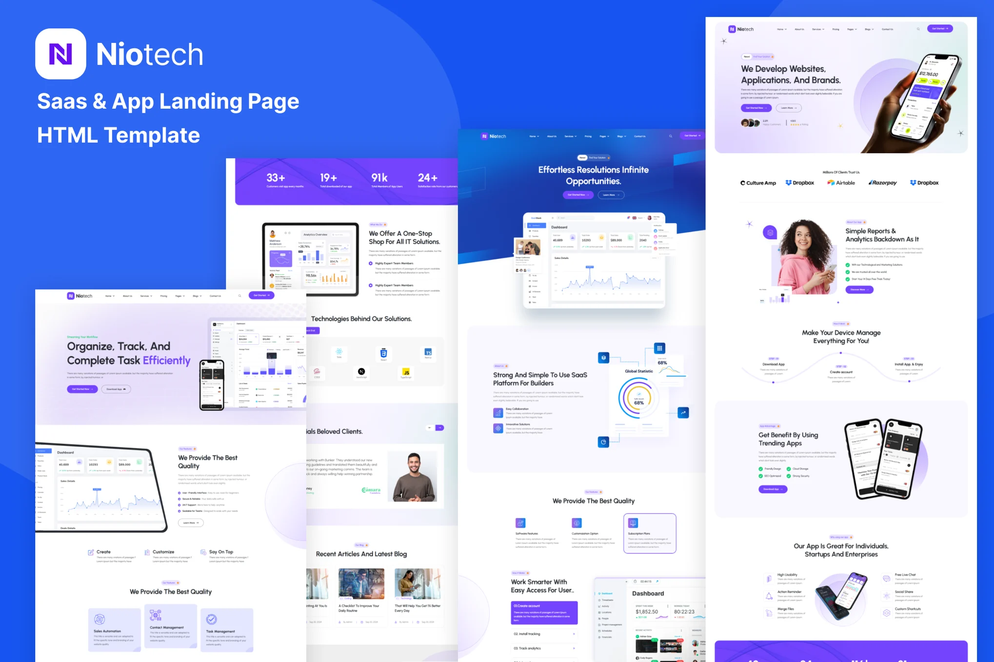 Niotech – SaaS App Landing Page Template