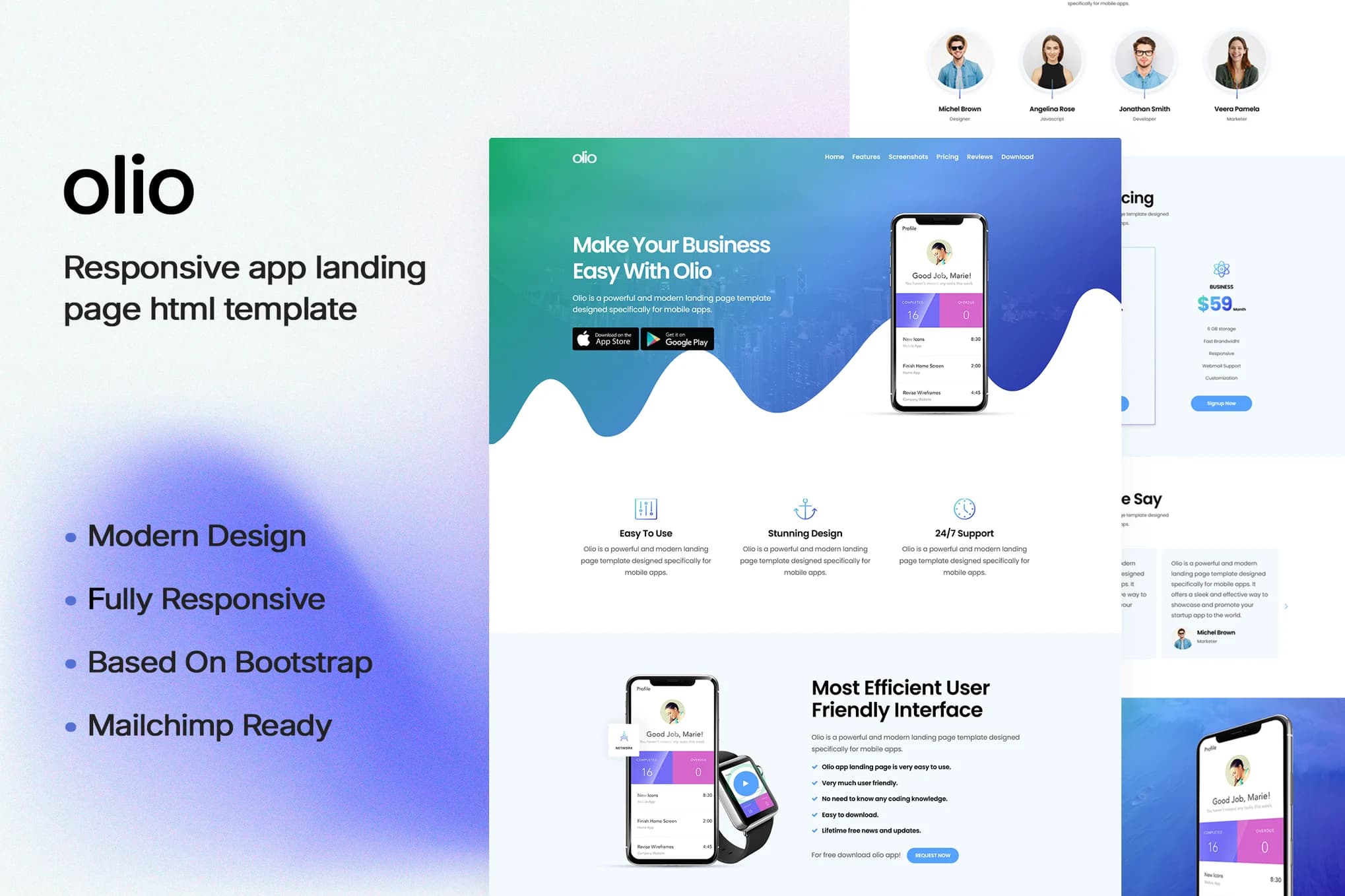 Olio – App Landing Page Template