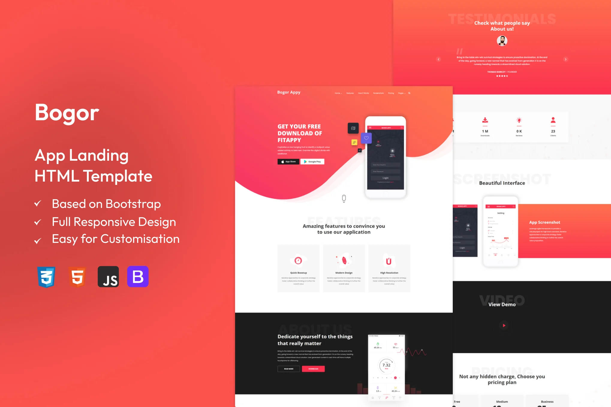 Bogor – Mobile App Landing Page Template