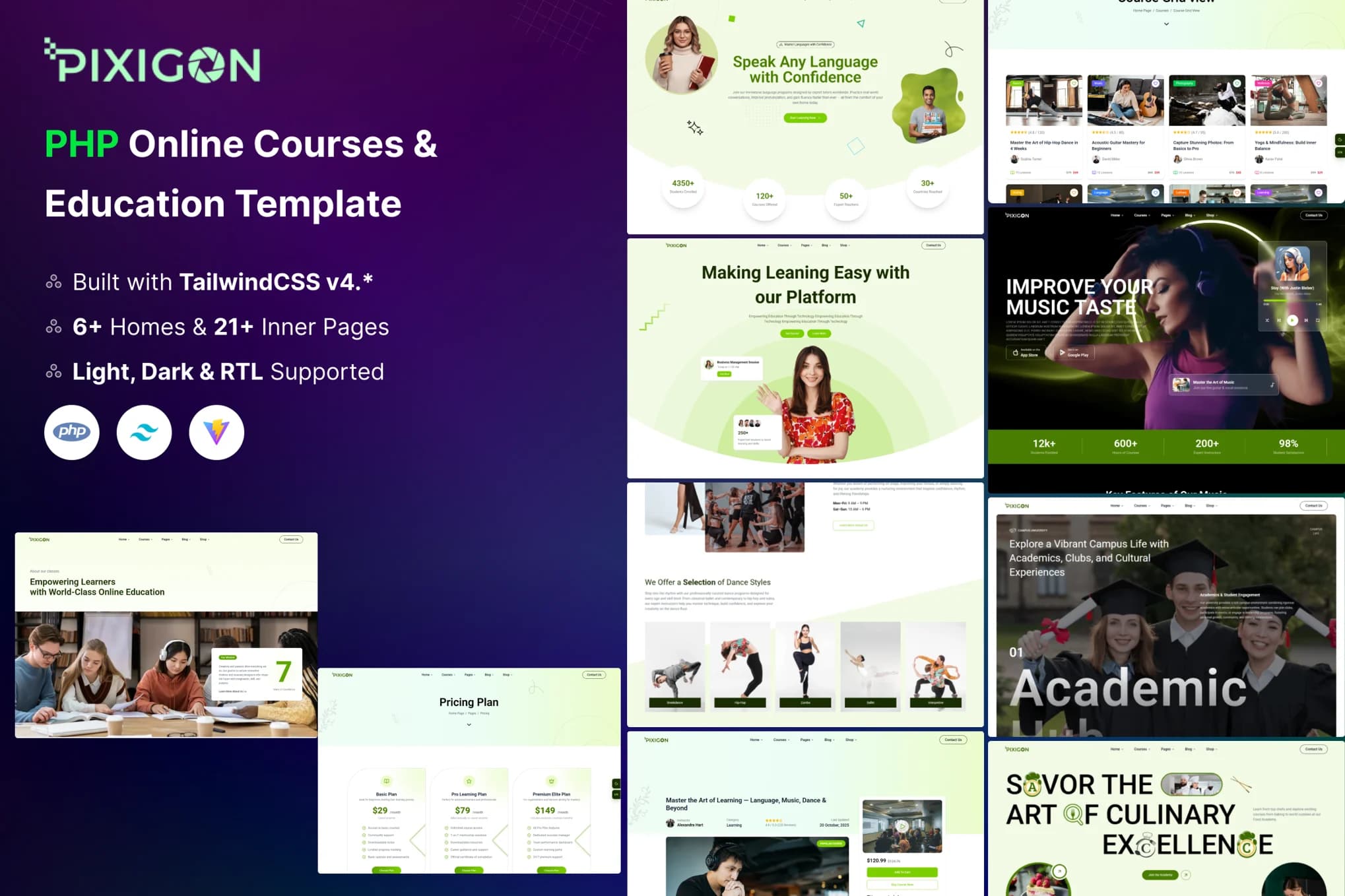 Pixigon – PHP Online Education Website Template